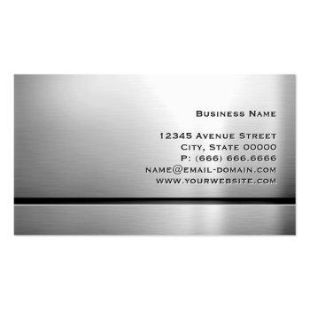 Small Qr Code And Stainless Steel - Brushed Metal Look Business Card Back View