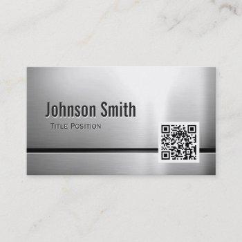 qr code and stainless steel - brushed metal look business card