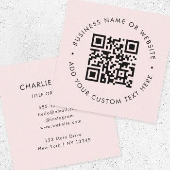 qr code | blush pink modern professional square business card