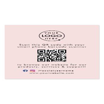 Small Qr Code Business Website Scan Me Social Media Pink Business Card Front View