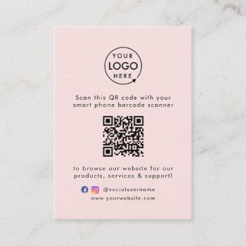 qr code business website scan me social media pink business card