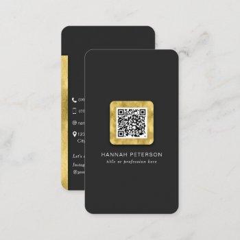qr code modern stylish gold scannable networking business card