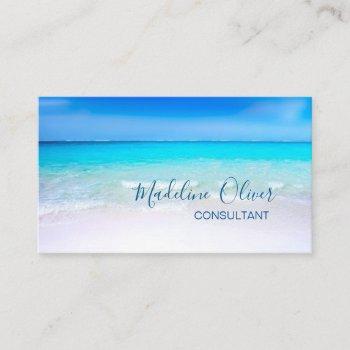 qr code ocean beach sea travel aqua blue stylish business card