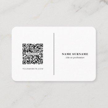 qr code, professional minimalist social media business card