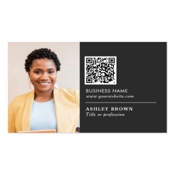 Small Qr Code Professional Simple Logo Realtor Photo Bus Business Card Front View