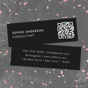 qr code | scannable modern stylish trendy black mini business card