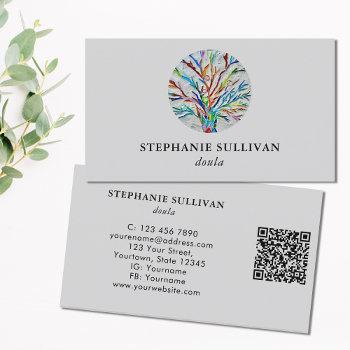 qr code tree of life doula  business card