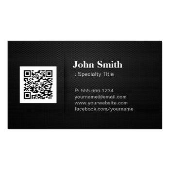 Small Qr Code With Professional Elegant Black Mesh Business Card Magnet Front View