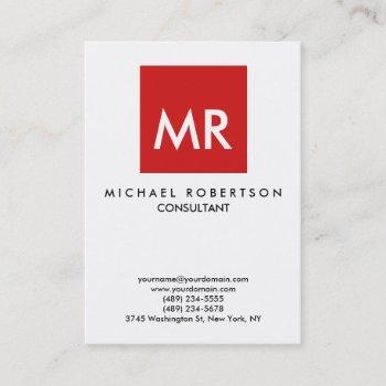 quality red white monogram elegant unique business card