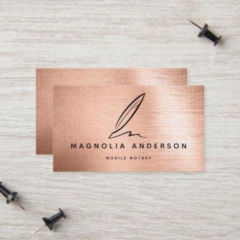 quill rose gold foil business card