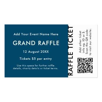 Small Raffle Ticket Blue Qr Code Prize Draw Event Ticket Front View