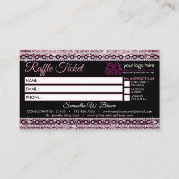 raffle-ticket glitz pink jewelry store business card