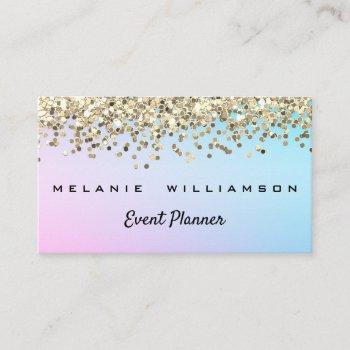 rainbow colors and glitter event planner business card