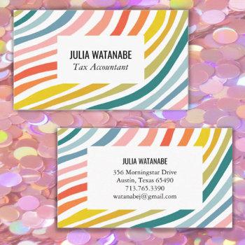 rainbow minimalist stripes handmade business card