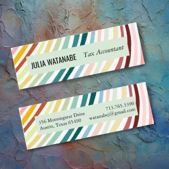 rainbow minimalist stripes handmade mini business card
