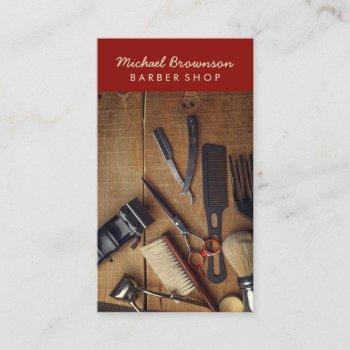 razor barber tools rustic hipster style business card