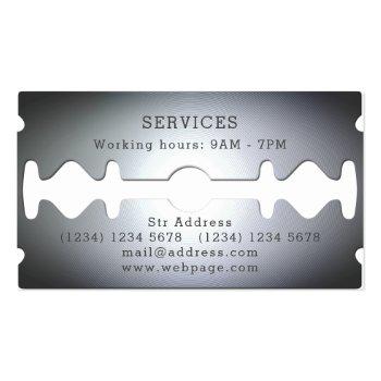 Small Razor Blade Barber Shop Inspired Cover Business Card Back View