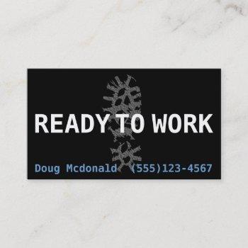 ready to work.job search.earn money template business card
