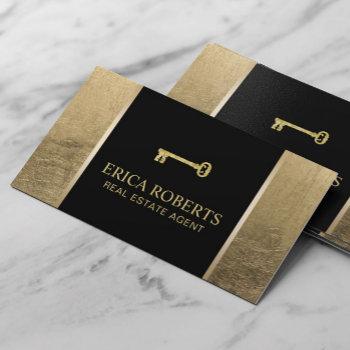 real estate agent modern black & gold business card