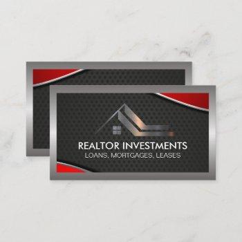 real estate agent | red metallic | borders business card
