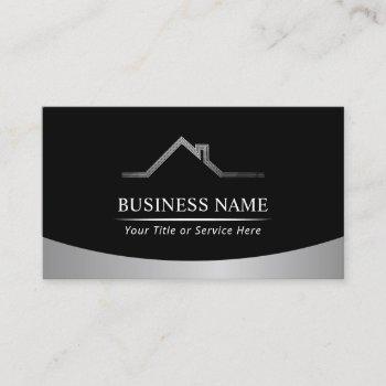 real estate house roof logo modern metallic business card