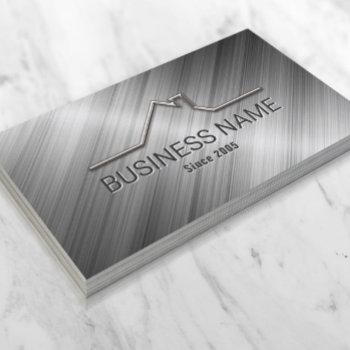 real estate house roof logo realtor metallic business card