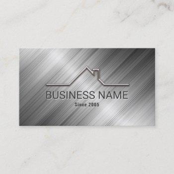 real estate house roof logo realtor metallic business card