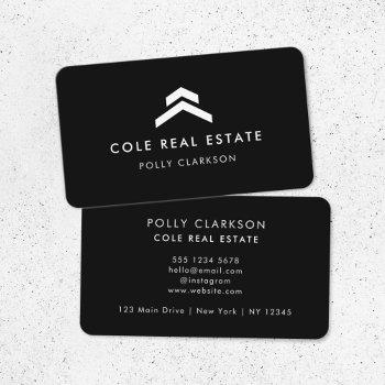real estate | modern black listing agent realtor business card