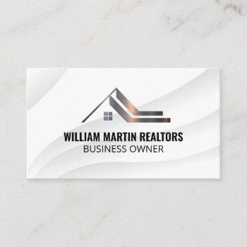 real estate roof metallic logo business card