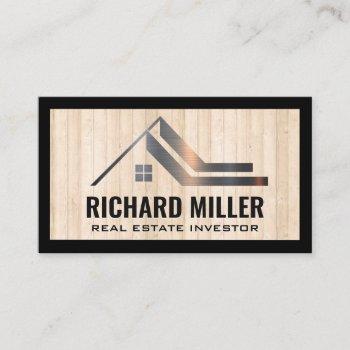real estate roof | property | wooden boards business card
