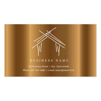 Small Realtor Branding With House In Gold Business Card Back View
