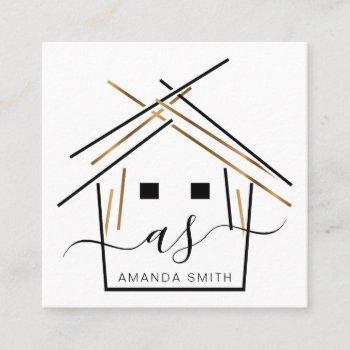 realtor branding with house in gold  square business card