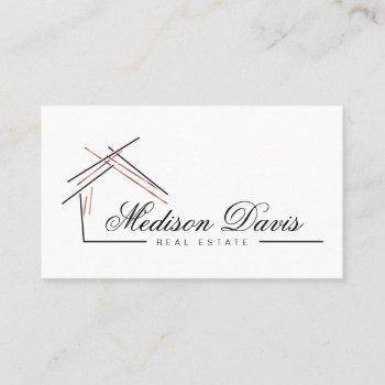 realtor branding  with house in rose gold  business card