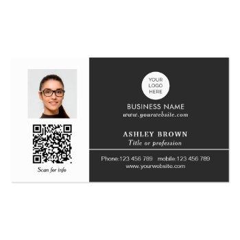 Small Realtor Simple Modern Professional Qr Code Photo Business Card Front View