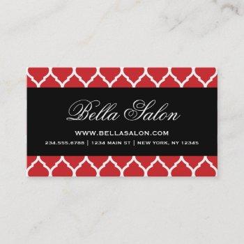red & black modern moroccan lattice business card