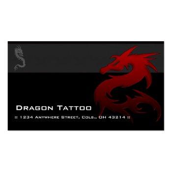 Small Red Dragon D1 Asian Tattoo Unique Business Cards Front View