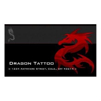 Small Red Dragon D2 Asian Tattoo Unique Business Cards Front View