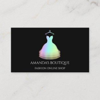 red dress logo fashion boutique holographic shop business card
