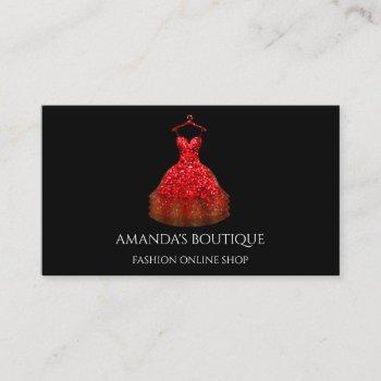 red dress logo fashion boutique online shop business card