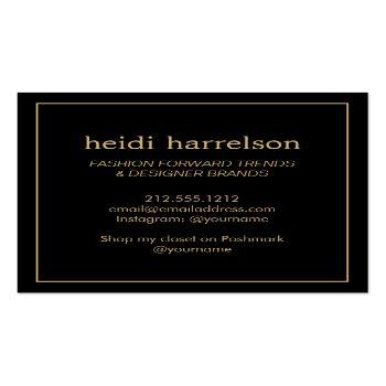 Small Red Glitter Heels Boutique, Postmark Seller Black Square Business Card Back View