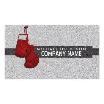 Small Red Grained Boxing Gloves, Boxer, Boxing Trainer Business Card Front View