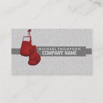 red grained boxing gloves, boxer, boxing trainer business card