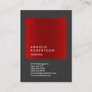 red gray trendy large professional business card