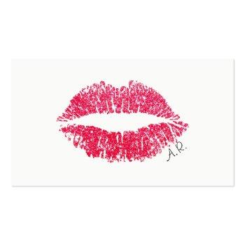 Small Red Lips Minimalist Makeup Artist Business Card Front View