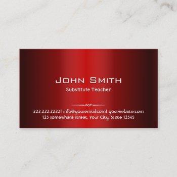 red metal substitute teacher business card