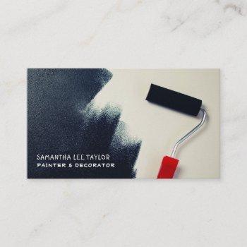 red paint roller, painter & decorator business card