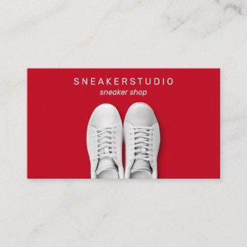 red sport shoes gym sneaker business card