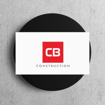 red square monogram construction, electrical business card