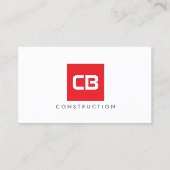 red square monogram construction, electrical business card