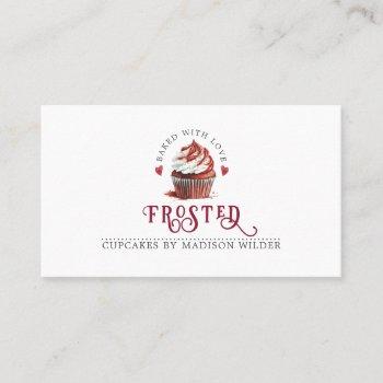 red velvet baker cupcake logo calligraphy script  business card